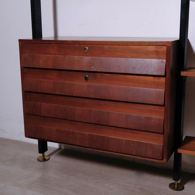 Wood Italian Modular Bookcase with Floor-to-Ceiling Uprights For Sale - Image 7 of 18