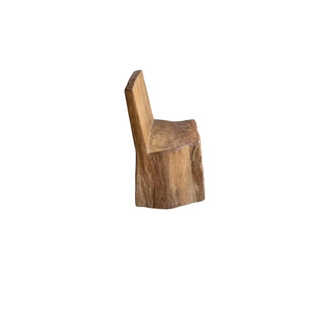 Sculptural Textured Teak Wood Chair For Sale - Image 9 of 10