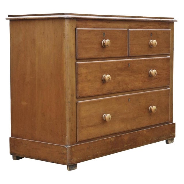 Wood Antique Victorian Pine Chest of Drawers, 1800s For Sale - Image 7 of 9