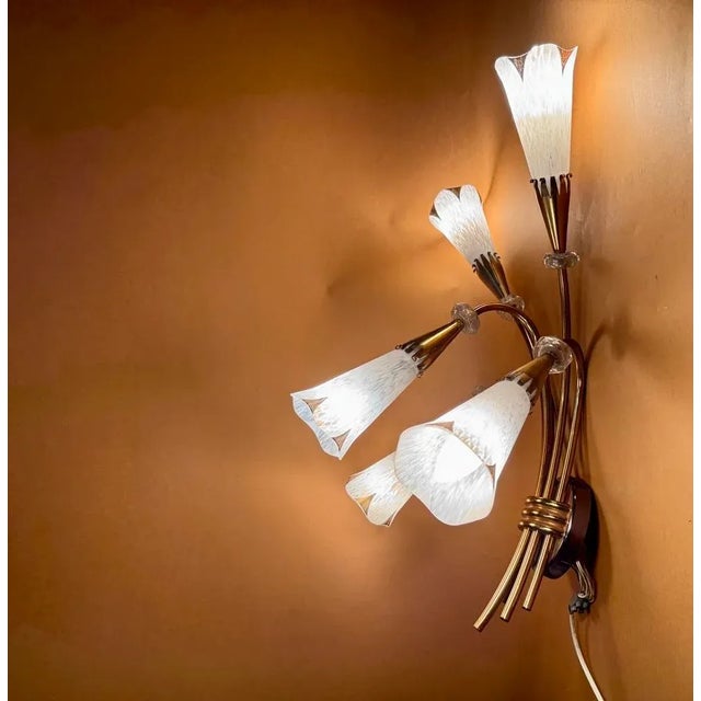 1950s Vintage French Wall Lamps from Maison Arlus, 1950s, Set of 5 For Sale - Image 5 of 17