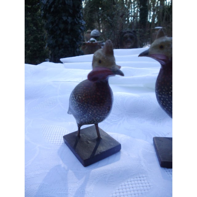 Antique Wooden Guinea Fowls, 1890s, Set of 2 For Sale - Image 3 of 15