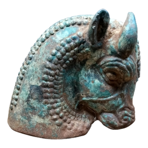Early 20th Century Stylized Cast Iron Bulls Head