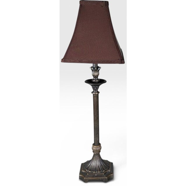Neoclassical Late 20th Century Contemporary Neoclassical Bronze Finished Fluted Buffet Lamps - A Pair For Sale - Image 3 of 16