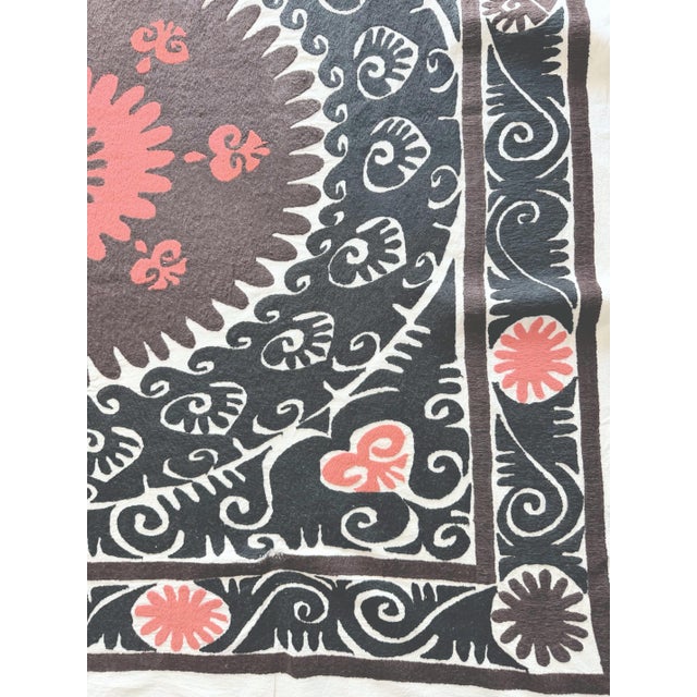 Mid-Century Modern Decorative Vintage Suzani Tablecloth From Uzbek For Sale - Image 3 of 8