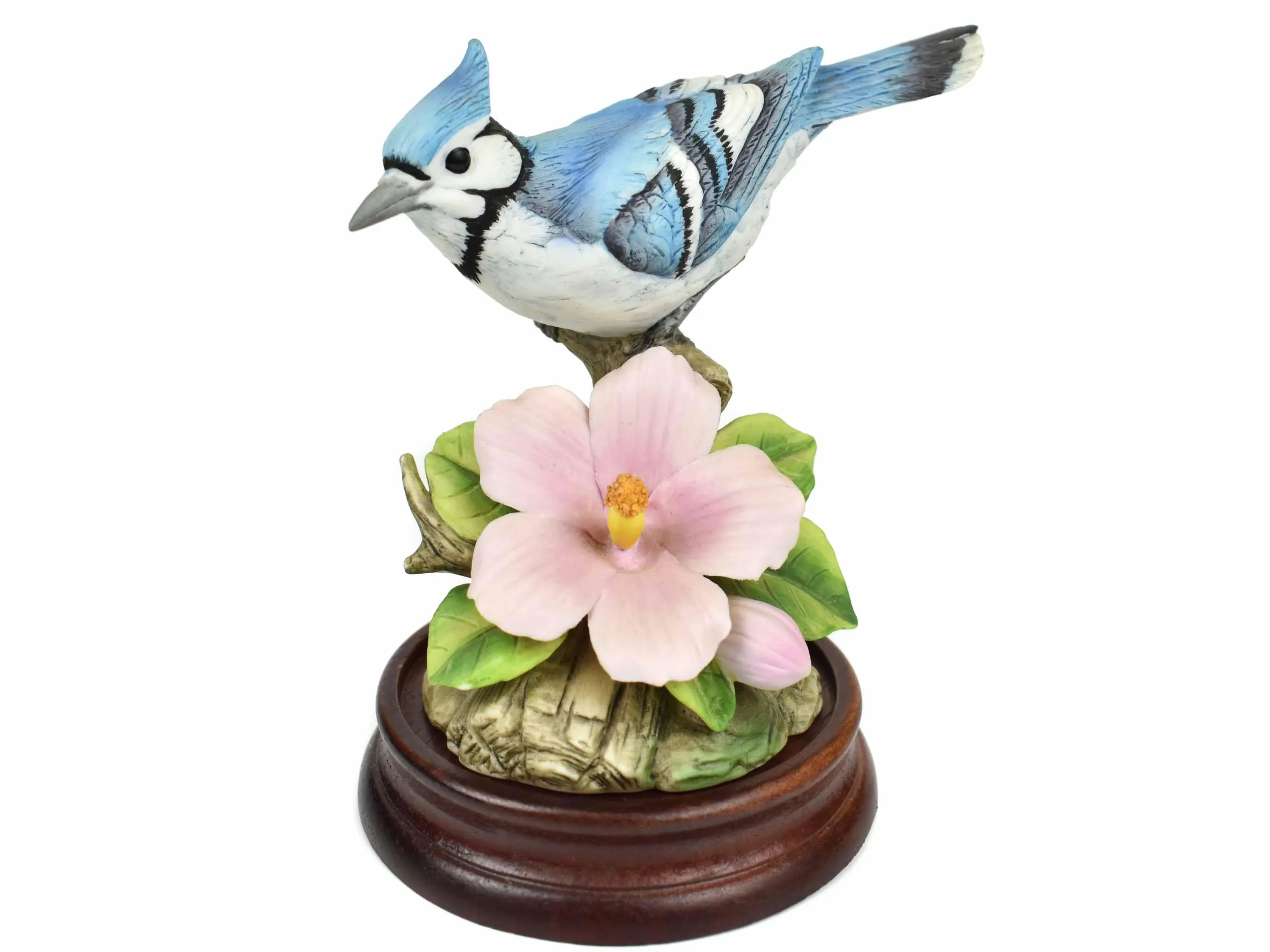 Late 20th Century Andrea by Sadek Blue Jay Bird Figurine on Wooden
