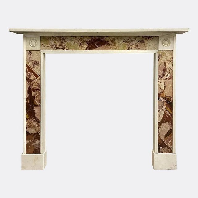 Antique English Regency Style Fireplace Mantel in Statuary and Jasper Marble For Sale - Image 5 of 7