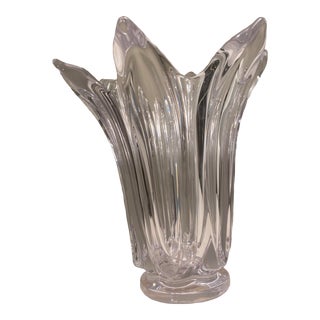 1960s Crystal Fluted Art Vannes Vase For Sale