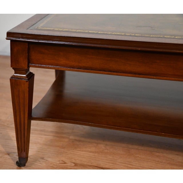 1930s English Regency Mahogany & Leather Top Coffee Table For Sale - Image 11 of 14