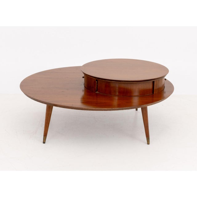 Coffee Mid-Century Modern Mahogany Circular Cocktail Table For Sale - Image 8 of 11
