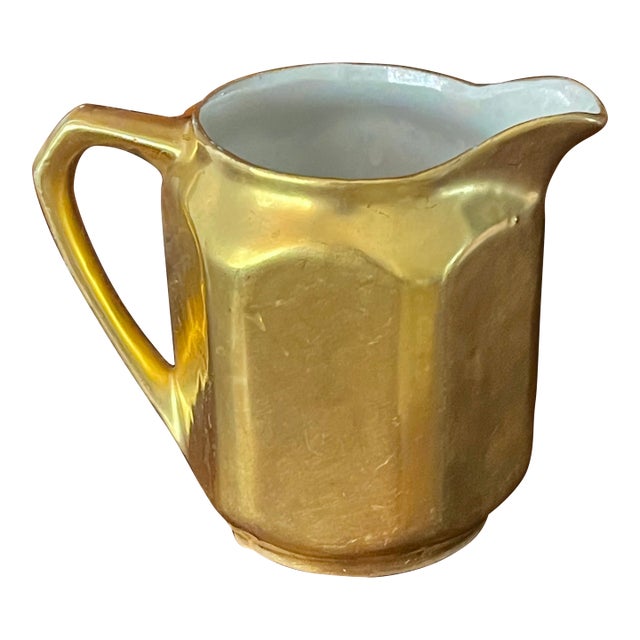 2 PCS Austrian Porcelain Gold Creamer and Salt Shaker For Sale