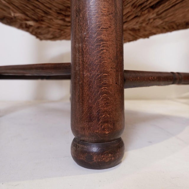 Ladder Back Armchair in Oak and Rush Seat from Charles Dudouyt, France, 1940s, Set of 2 For Sale - Image 10 of 15