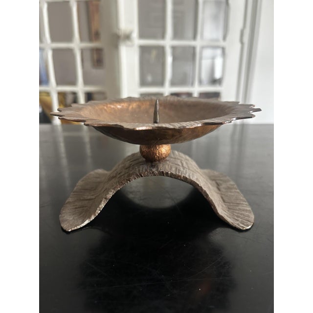 Metal Brutalist Candlesticks in Wrought Iron and Copper, 1970s, Set of 2 For Sale - Image 7 of 15