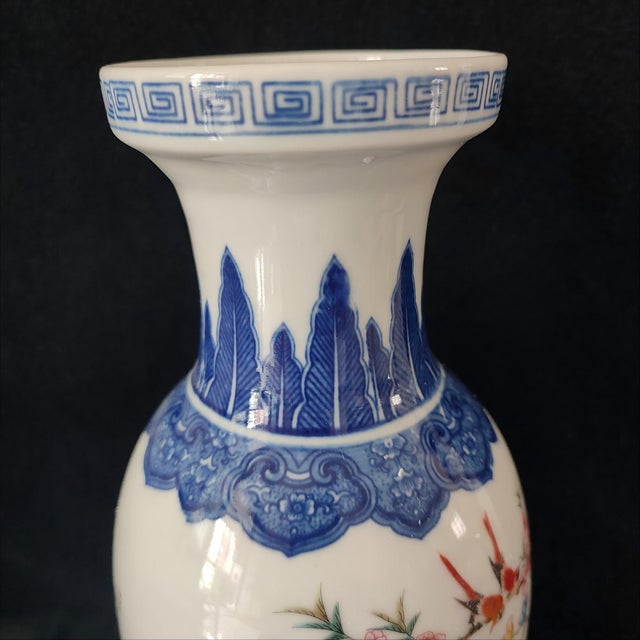 Chinese Ceramic Vase,Famille Rose Porcelain Vase Hand Painted Flowers and Birds Pattern For Sale - Image 10 of 12