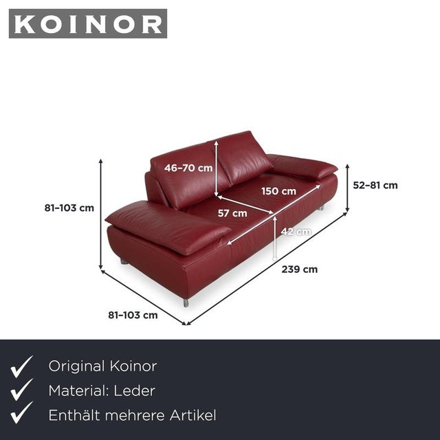 Modern Volare Set Leather Two-Seater and Armchair in Red with Manual Function from Koinor, Set of 2 For Sale - Image 3 of 18