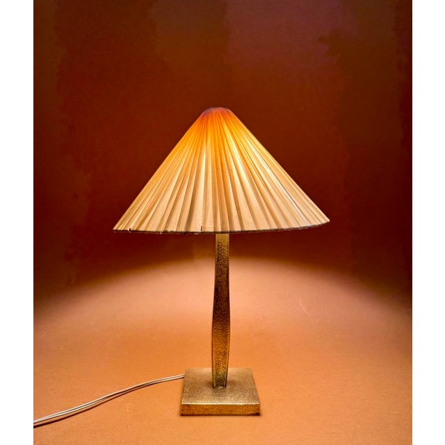 Beige Hammered Table Lamp, 1950 For Sale - Image 8 of 8