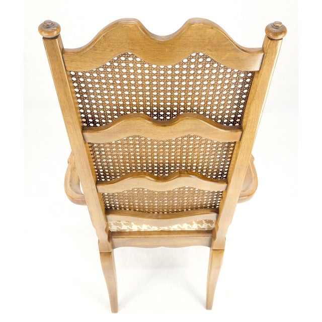 Set 6 Country French Ladder Cane Back Pegged Frames New Upholstery Dining Chairs For Sale - Image 10 of 11