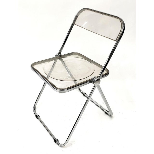 Clear Acrylic Glass Plia Folding Chairs by Giancarlo Piretti for Anonima Castelli, 1970, Set of 4 For Sale - Image 12 of 17