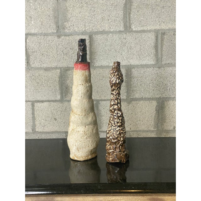 Contemporary Signed Studio Pottery Vases - a Pair For Sale - Image 10 of 11