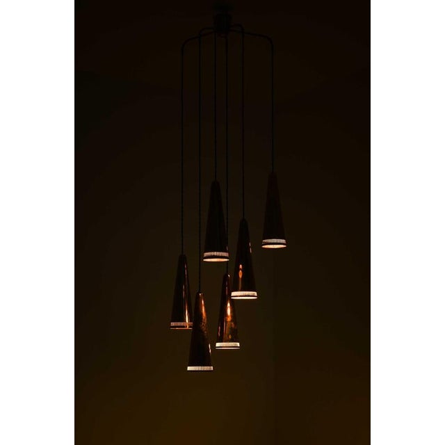 Scandinavian Modern Ceiling Lamp in Brass by Mauri Almari, 1950s For Sale - Image 11 of 12