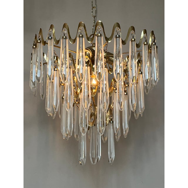 Vintage Art Deco Style Crystal Chandelier, 1970s For Sale - Image 3 of 14