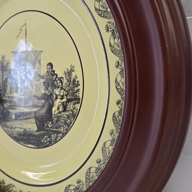 Yellow Framed Creamware Plate After Creil Panorama Series For Sale - Image 8 of 9