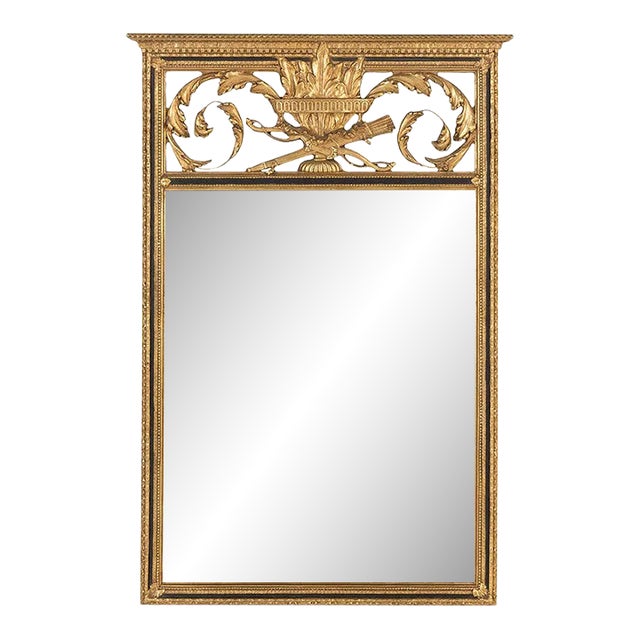 1980s Empire Style Giltwood and Parcel-Ebonized Mirror For Sale