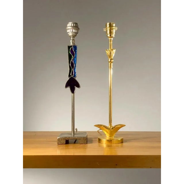 French Sculptural Gilt Cast Metal Lamp from Fondica, 1980s For Sale - Image 10 of 11