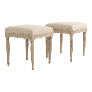19th Century Swedish Gustavian Painted Stools Signed by Johannes Ericsson - Set of 2