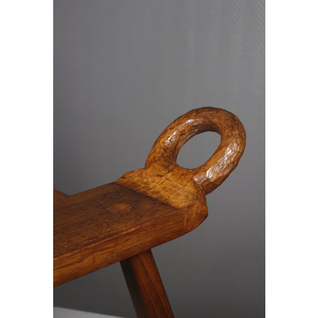 Mid-Century Modern Brutalist Tripod Chairs with Hand Carved Details, 1950s, Set of 2 For Sale - Image 11 of 17