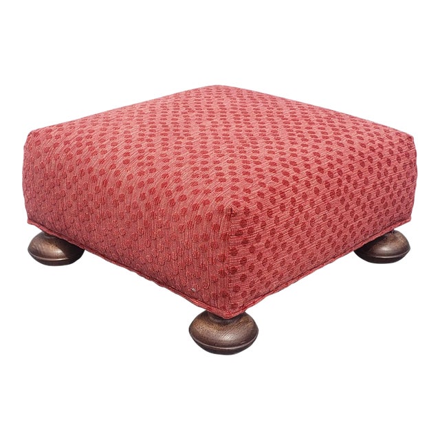 Late 20th Century William and Mary Style Upholstered Footstool Ottoman For Sale
