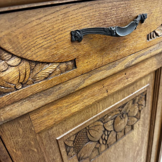 Art Deco Buffet in Oak and Royal Red Marble, 1920s For Sale - Image 6 of 14
