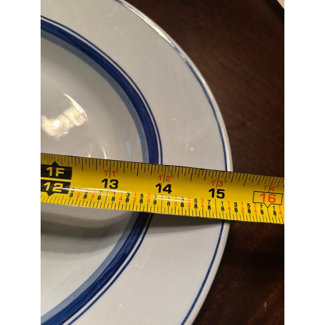 1920s Vintage Dutch Blue & White Ironstone Platter – Petrus Regout Maastricht – Double Band Rim – 15.25” For Sale - Image 5 of 7