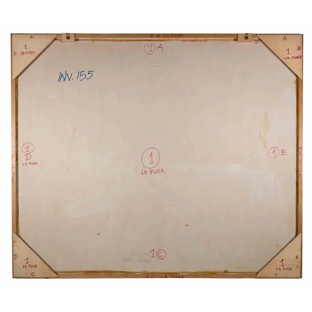 Abstract composition is a contemporary artwork realized by Leo Guida in 1970s. Mixed colored oil painting on board...