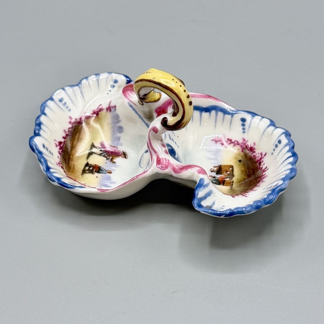 Antique French Porcelain Double Salt Cellar Dish by Charles Field Haviland for Gérard, Dufraisseix & Morel, 1890s For Sale - Image 6 of 17
