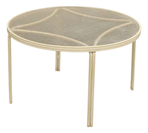 Mid Century Modern Round Aluminum Glass Top Patio Dining Table