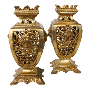 French Louis XVI Ormolu Gilt Bronze Decorative Urns/Pair