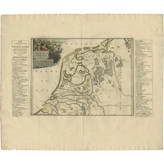 Early 18th Century Antique Map of Franks Friesland, 1718 For Sale - Image 5 of 5