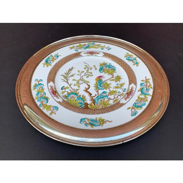 Metal Shreve & Co San Francisco Sterling Rimmed Spode ‘India Tree’ China Charger Plate For Sale - Image 7 of 8