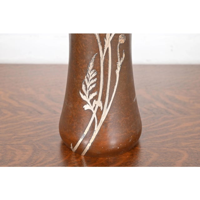 Metal Heintz Arts & Crafts Sterling Silver on Bronze Large Vase For Sale - Image 7 of 12