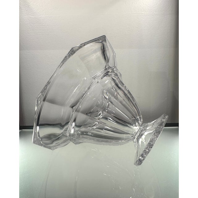 Hollywood Regency Vintage Towle Austrian Full Lead Crystal Footed Centerpiece Bowl For Sale - Image 3 of 5