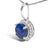 10K White Gold Blue Sapphire and 1/10 Cttw Diamond Accent Halo Pendant Necklace For Sale - Image 4 of 5