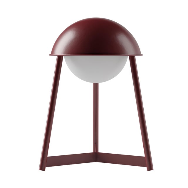 HELMET Rechargeable Cordless LED Table Lamp, 3-Levels Brightness Touch Sensor Control, Oxblood For Sale In Charleston - Image 6 of 14