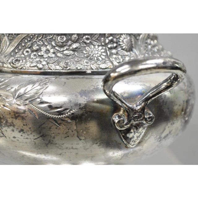 Silver Antique Mead & Robbins Victorian Silver Plated Floral Repousse Fancy Soup Tureen For Sale - Image 8 of 13