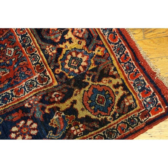 1890s Traditional Red Field Antique Shah Abbas Bidjar Hallway Runner Rug For Sale - Image 4 of 8