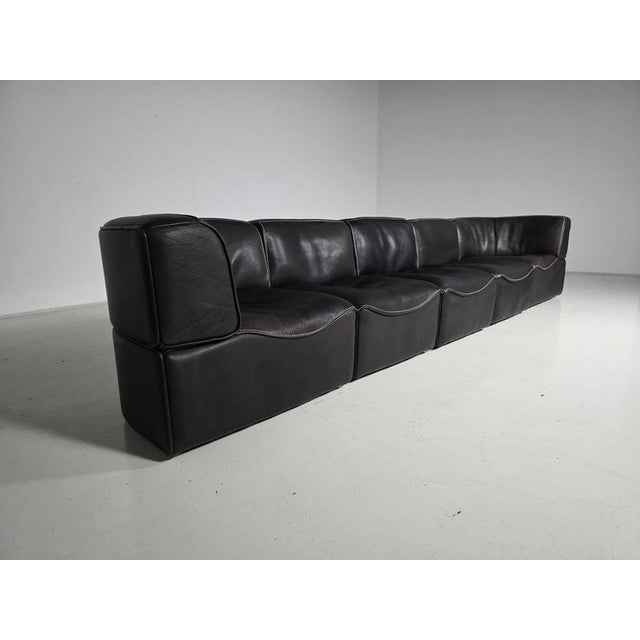 De sede ds15, modular, black leather sofa, 1970s a rare and highly sought-after modular sofa crafted in premium black...