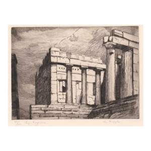 Antique Etching of the Parthenon