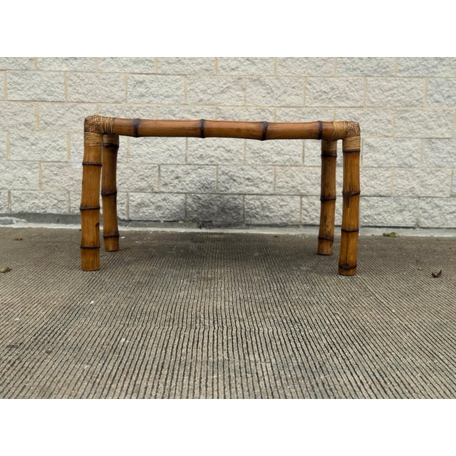 Vintage Bamboo and Woven Rattan Console Table, 1970s For Sale In Philadelphia - Image 6 of 12
