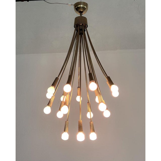 Mid-Century Modern Italian Chandelier in Brass, 1970s For Sale - Image 3 of 16