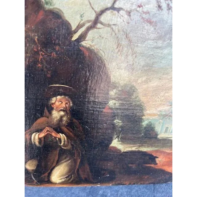 Wood 18th Century St Anthony in the Desert - Religious Oil Painting For Sale - Image 7 of 8