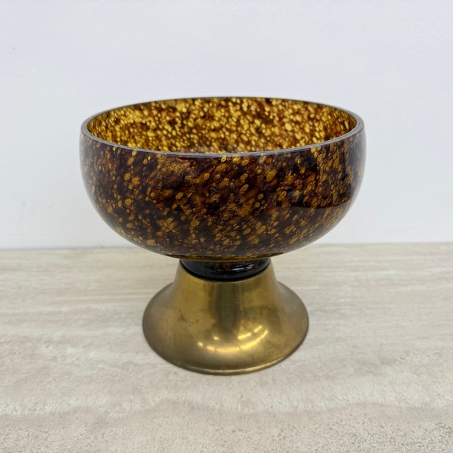 Italian Murano Glass with Brass Centerpiece Bowl, 1970s For Sale - Image 4 of 18